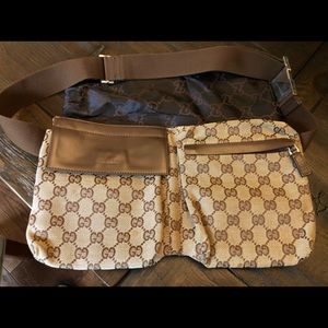 GUCCI Canvas Brown Waist Pouch Bumbag Belt Bum Bag